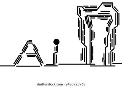 Letter AI. Artificial intelligence. AI line logo, icon and symbol. Illustrator