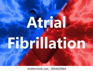 Letter Atrial Fibrillation, Human Heart Abnormal Heart Rhythm. 3D Rendering