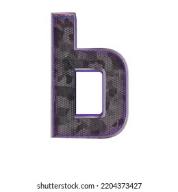 Letter B. Metallic Futuristic Font With Blue Neon Lights. 3d Render.