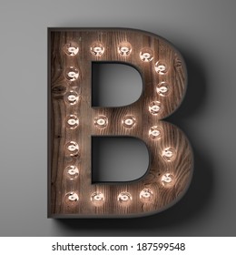 Letter B For Sign With Light Bulbs