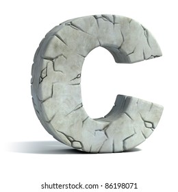 Letter C Cracked Stone 3d Font