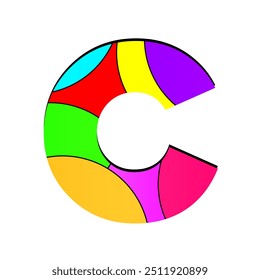 Letter C logo Illustration. Abstract colorful letter "C" design. Vibrant and artistic letter "C" illustration with bright, bold colors in a modern, geometric style. Letter C Icon Design. - Powered by Shutterstock