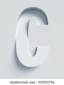 Letter C Slanted 3d Font Engraved And Extruded From The Surface