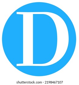 Letter D Logo On Blue Circle And White Background. Suitable For Those Of You Who Like Simple Things And Need The D Symbol.