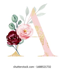 Letter R Decorated Watercolor Painting Flowers Stock Illustration ...