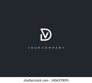 letter DV D V minimalist logo design template