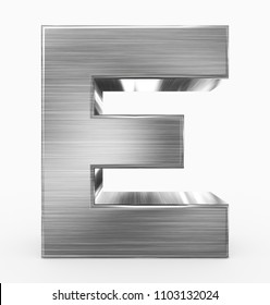 Letter E 3d Cubic Metal Isolated On White - 3d Rendering