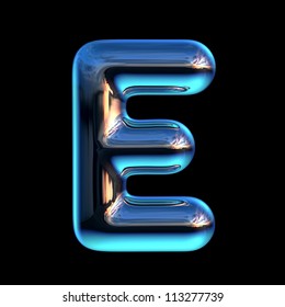 Letter E From Chrome Blue Sunset Alphabet