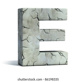 Letter E Cracked Stone 3d Font