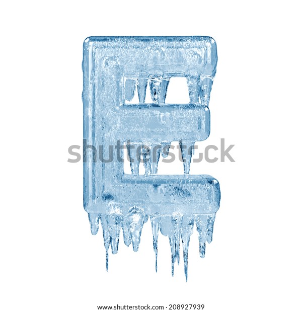 文字e 白い背景に氷のフォント アルファベット のイラスト素材