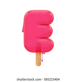 Letter E Melting Ice Lolly Font. 3D Rendering