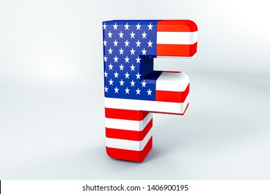 Letter F with the American flag. 3D rendering - Illustration