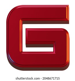 Letter G 3D Render Object Metallic Red Color Abstract Illustration