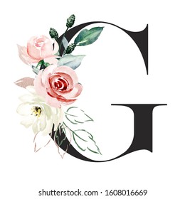 Wedding Monogram Art Letter G Watercolor Stock Illustration 1718255170 ...