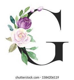 Wedding Monogram Art Letter G Watercolor Stock Illustration 1718255170 ...