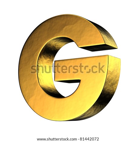 Letter G from gold solid alphabet. There is a clipping path