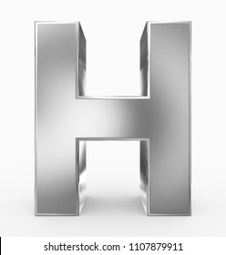 letter H 3d cubic silver isolated on white - 3d rendering