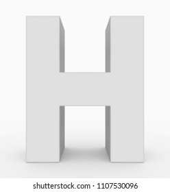 letter H 3d cubic white isolated on white - 3d rendering