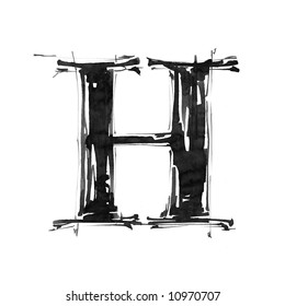 letter H  Alphabet symbol    grunge hand draw paint