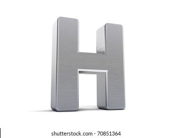 Letter H as a brushed metal 3D object