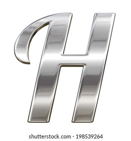 Letter H from chrome solid alphabet isolated on white