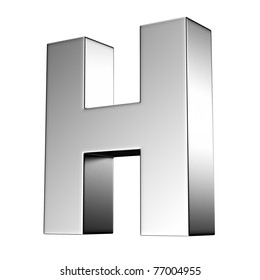 Letter H from chrome solid alphabet. There is a clipping path