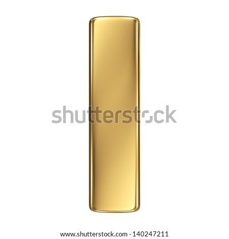 Letter h from gold solid alphabet. Lowercase