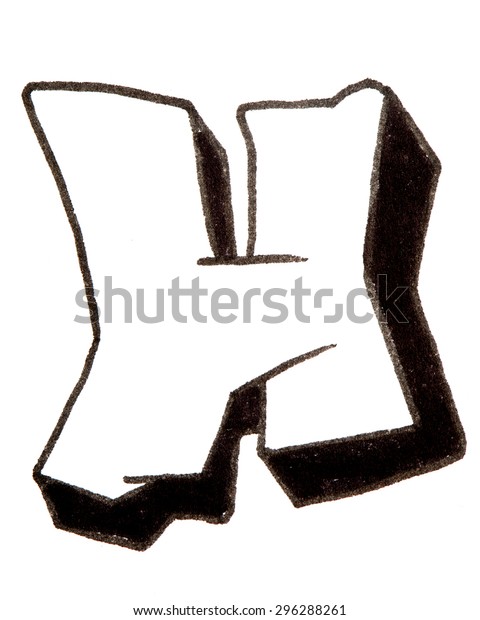 Letter H Hand Drawn Alphabet Graffiti Stock Illustration 296288261