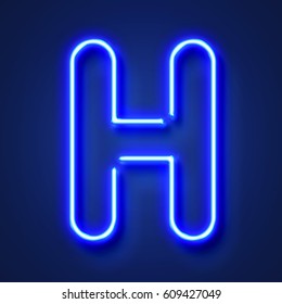 Letter H Realistic Glowing Blue Neon Stock Illustration 609427049 ...