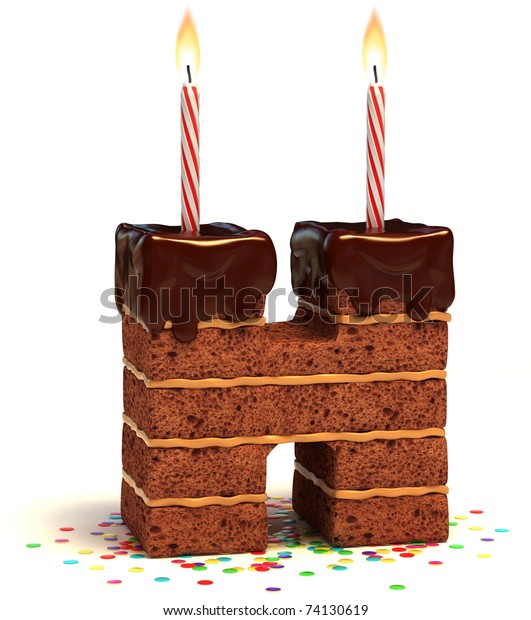 Letter H Shaped Chocolate Birthday Cake Stock Illustration