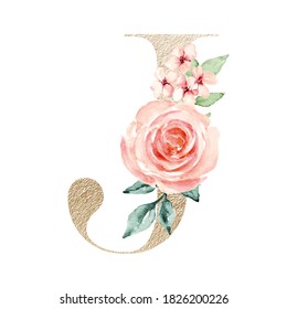 Letter J Gold Letter Floral Alphabet Stock Illustration 1826200226 ...