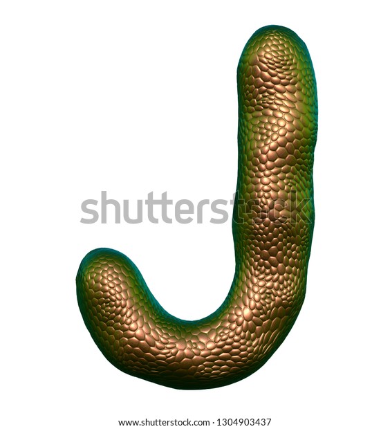 Letter J Made Natural Gold Snake Stock Illustration