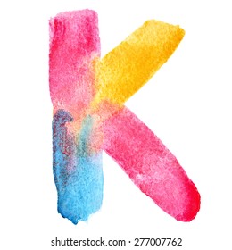 Letter K - Colorful Watercolor Abc