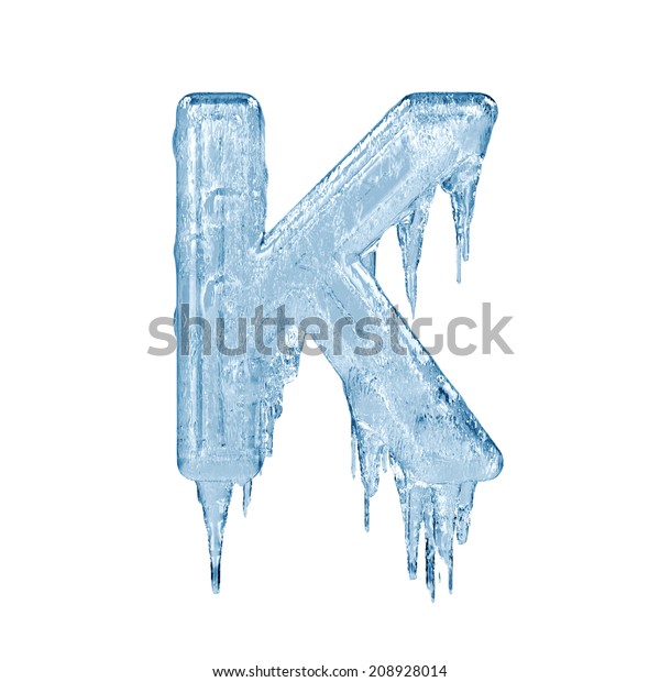 文字k 白い背景に氷のフォント アルファベット のイラスト素材