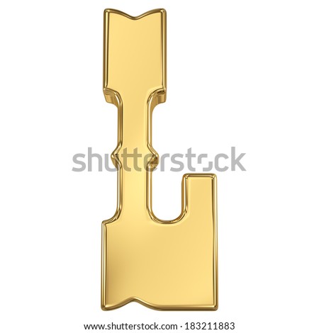 Letter L from gold solid western alphabet.