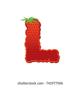 Letter L Strawberry Font. Red Berry Lettering Alphabet. Fruits ABC
