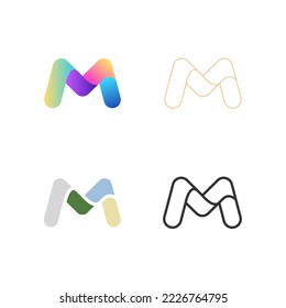 Letter M logo set. Abstract icons, signs, logotypes in different styles isolated on white background - Powered by Shutterstock