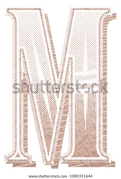 Letter M Newspaper Vintage Font Stock Illustration