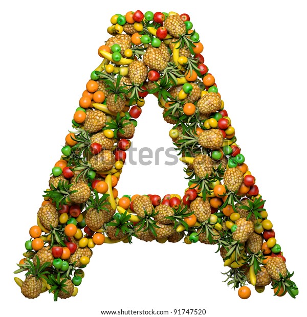 Letter Made 3d Fruits Isolated On Stock Illustration 91747520 ...