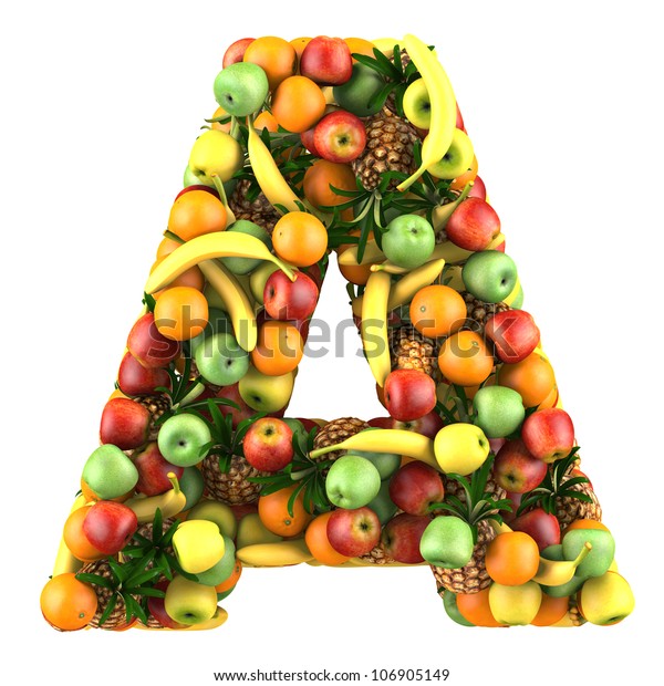 Letter Made Fruits Isolated On White Stock Illustration 106905149