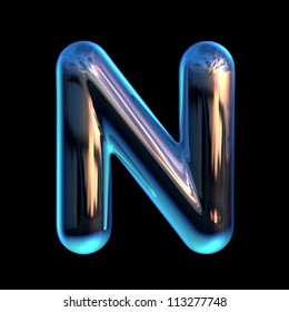 Letter N From Chrome Blue Sunset Alphabet