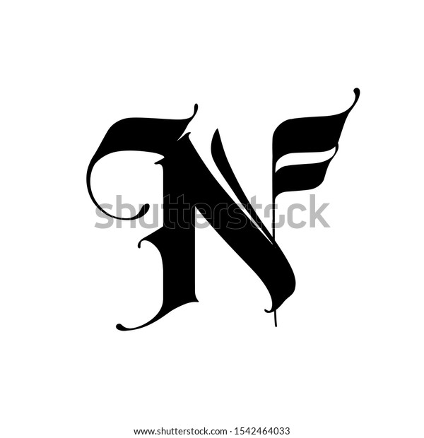 Letter N Gothic Style Alphabet Symbol Stock Illustration