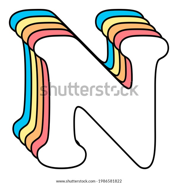 Letter N Monogram Letters Retro Font Stock Illustration