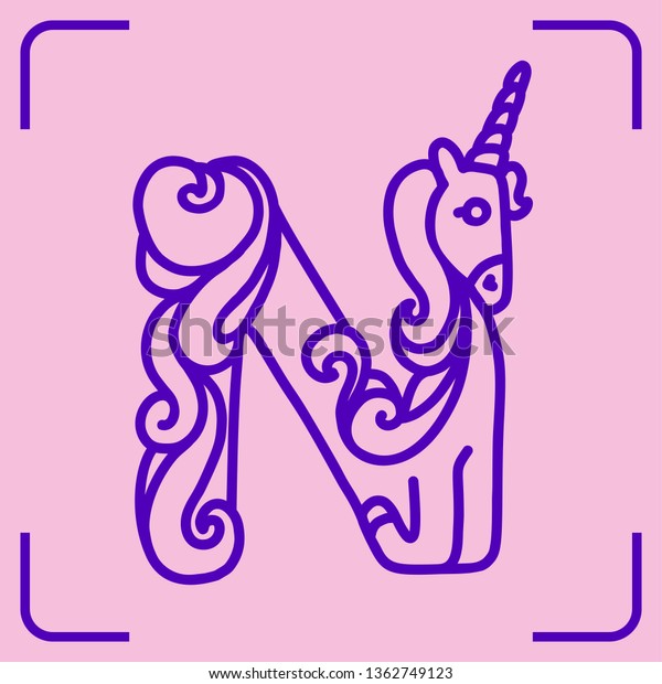 letter n unicorn written by unicorns stock illustration 1362749123 shutterstock
