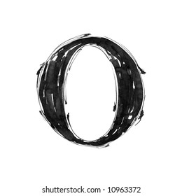 Letter O. Alphabet Symbol - Grunge Hand Draw Paint