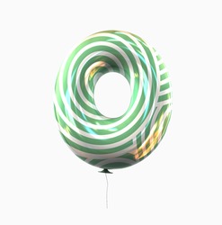 Buchstabe O Farbige Ballon-Schriftart Einzeln Auf Weißem Hintergrund. 3D-Rendering