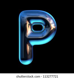 Letter P From Chrome Blue Sunset Alphabet