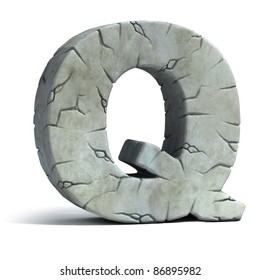 Letter Q Cracked Stone 3d Font