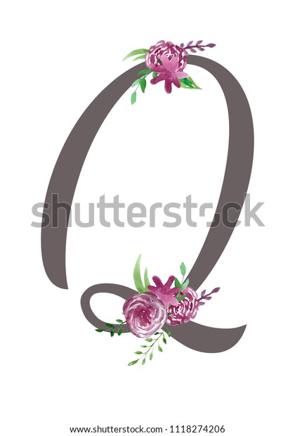 Letter Q Decorated Watercolor Colors Collection Stock Illustration ...