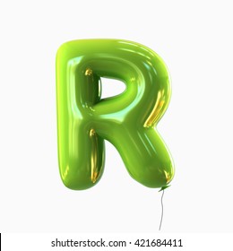 Letter R. Balloon Font Isolated On White Background.